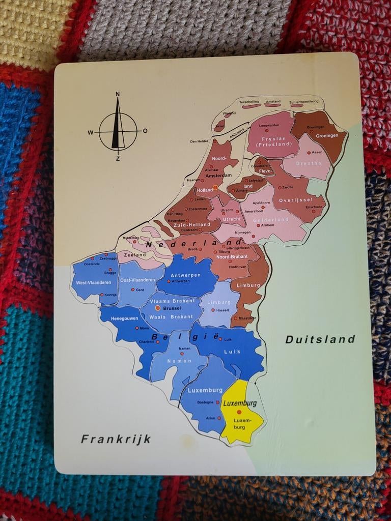 Kaart van Nederland, België en Luxemburg, Ophalen of Verzenden