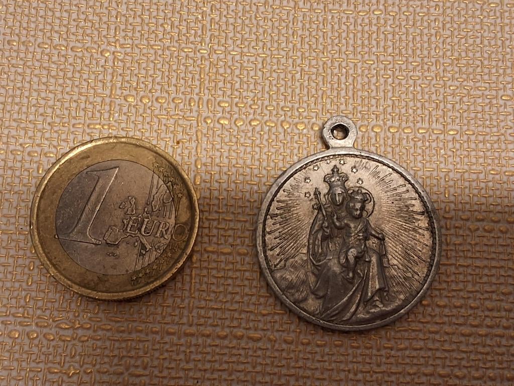 Vintage Maagd Maria Heilig Hart Jezus Hanger, Ophalen of Verzenden