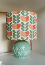 Vintage Schemerlamp met Retro Lampenkap - Groen/Oranje, Gebruikt, Retro, Vintage, Mid-century, Ophalen of Verzenden, Minder dan 50 cm