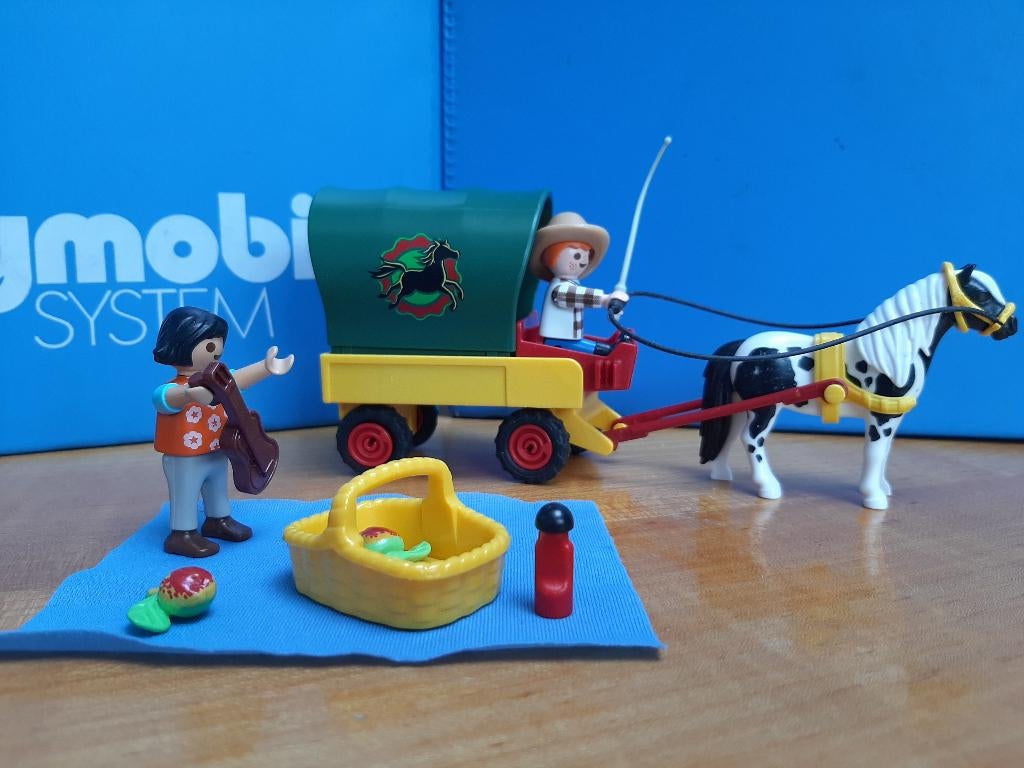 manege boerderij 5686 6948 huifkar pony picknick 100%, Kinderen en Baby's, Speelgoed | Playmobil, Zo goed als nieuw, Complete set