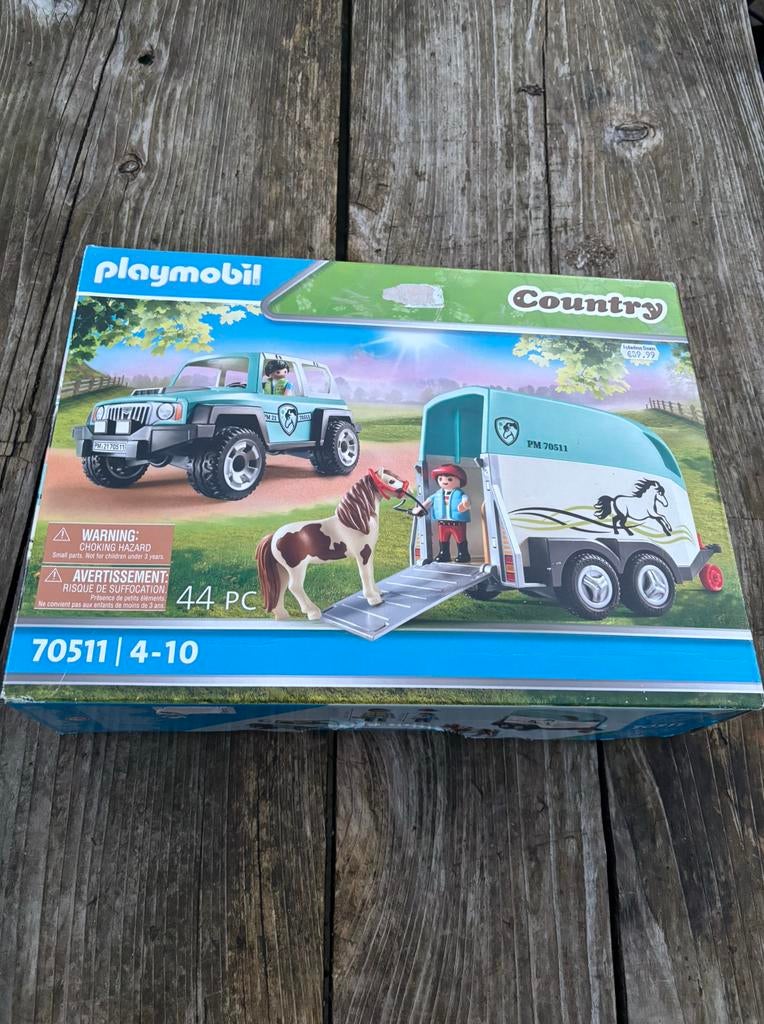 Playmobil Country auto met paardentrailer (70511), Ophalen of Verzenden, Zo goed als nieuw, Complete set