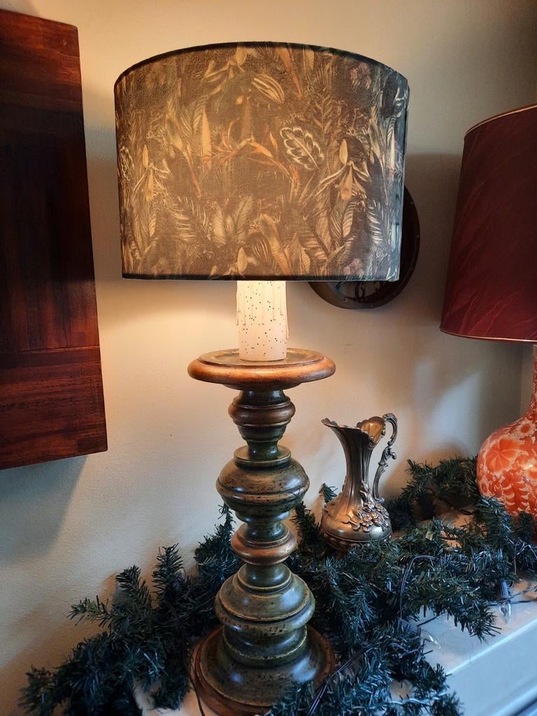 Antieke houten tafellamp, Antiek en Kunst, Antiek | Lampen, Ophalen of Verzenden