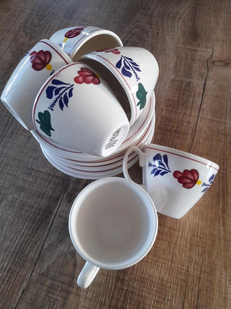 Royal Boch Boerenbont Kop en Schotel Set - 6 Stuks, Huis en Inrichting, Keuken | Servies, Keramiek, Ophalen of Verzenden, Zo goed als nieuw