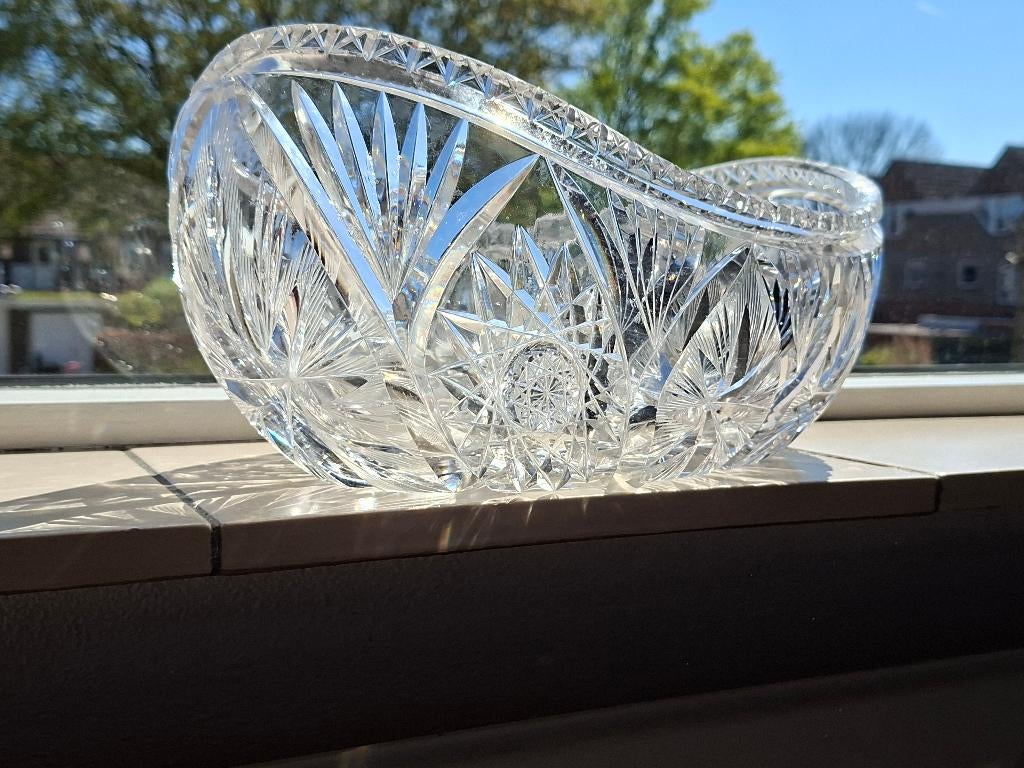 geslepen gave kristallen schaal Boheemse makelij, Antiek en Kunst, Ophalen