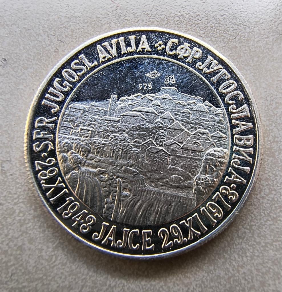Joegoslavië 1973 AVNOJ Jajce, Postzegels en Munten, Ophalen of Verzenden, Zilver, Buitenland