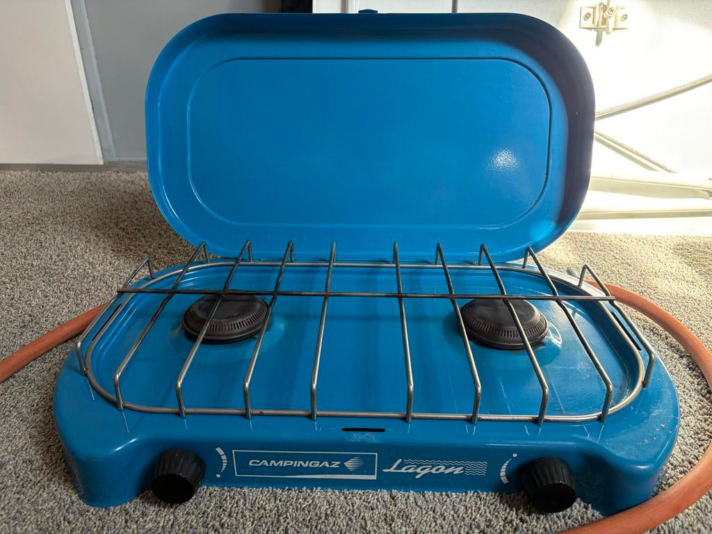 Campingaz Lagon 2-pits gasfornuis - Ideaal voor camping, Ophalen of Verzenden, Gebruikt