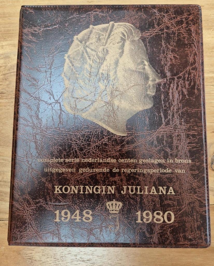 1 cent Juliana complete serie van 1950 t/m 1980 in mapje, Postzegels en Munten, Munten | Nederland, Ophalen of Verzenden, Koningin Juliana