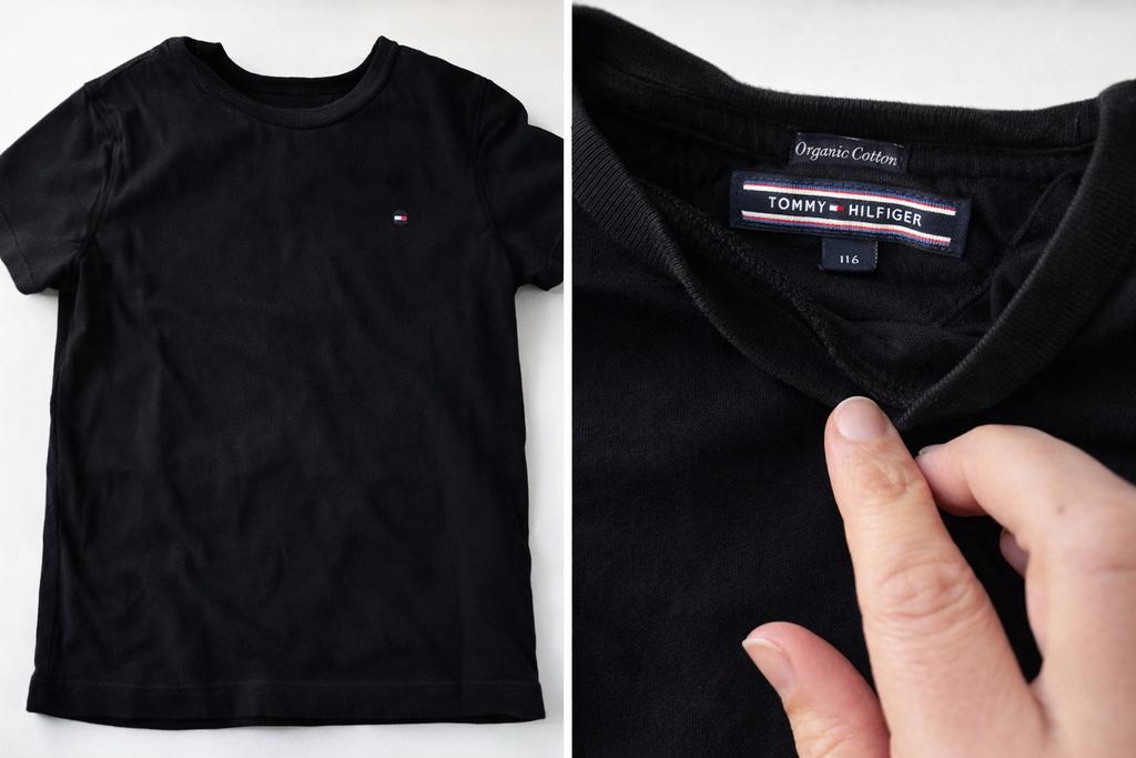 Tommy Hilfiger T-shirt Zwart Maat 116 Organic Cotton, Ophalen of Verzenden, Zo goed als nieuw, Tommy Hilfiger, Jongen of Meisje