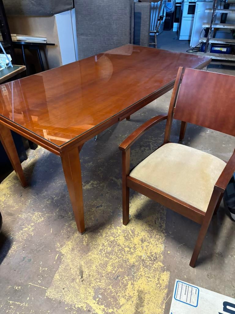 Antieke stijl uitschuif eettafel + 6 stoelen - 85x160x80H, Antiek en Kunst, Antiek | Meubels | Tafels, Ophalen of Verzenden