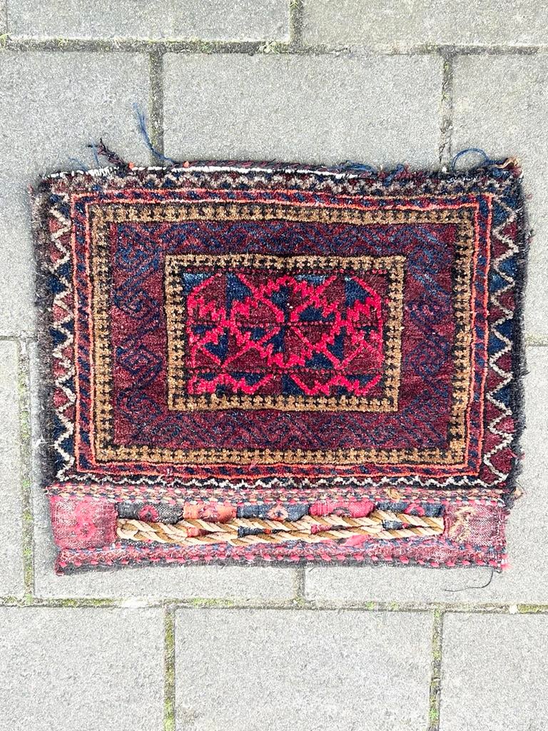 Vintage Perzisch Handgeknoopt  Tapijtje -35x50 cm, Ophalen of Verzenden