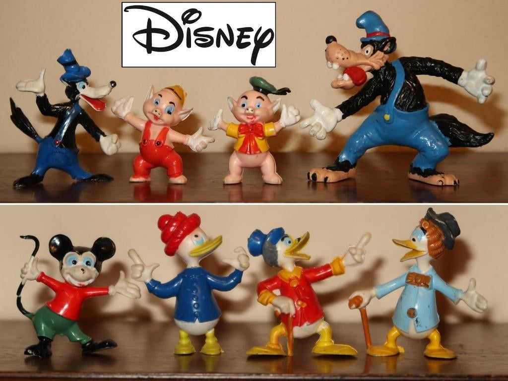 2 sets vintage Disney figuurtjes, 1960’s Heimo + Bully, Verzamelen, Disney, Verzenden, Overige figuren, Gebruikt, Beeldje of Figuurtje