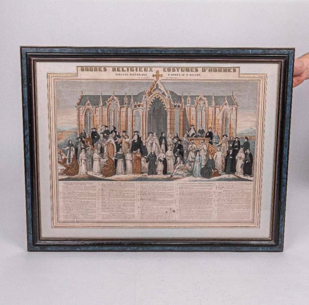 19e-eeuwse hand ingekleurde gravure, Ophalen