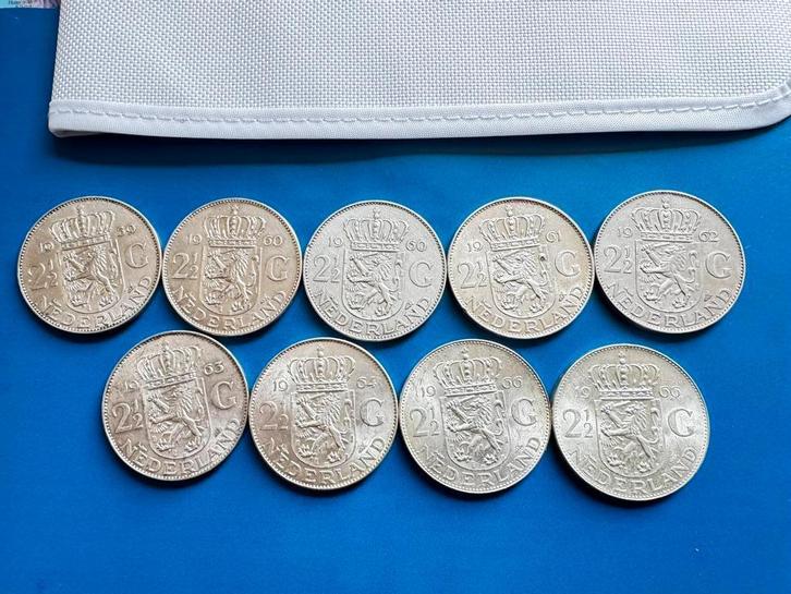 9 prachtige zilveren Juliana rijksdaalders, Postzegels en Munten, Munten | Nederland, Setje, 2½ gulden, Koningin Juliana, Zilver