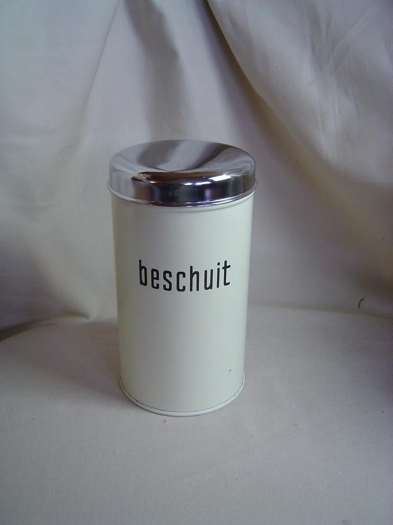 Vintage beige Brabantia beschuitbus jaren 60, Verzamelen, Blikken, Ophalen of Verzenden, Gebruikt, Beschuit, Overige merken
