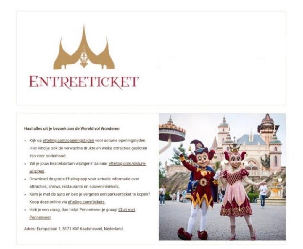 Efteling kaartjes, Tickets en Kaartjes, Drie personen of meer, Ticket of Toegangskaart
