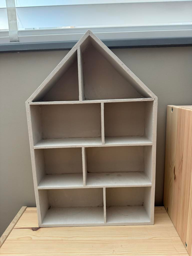 Houten letterbak huisje voor kinderkamer, Ophalen, Gebruikt
