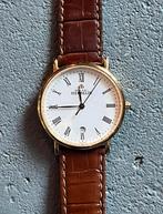 Michel Herbelin France 34mm heren pols horloge doublé goud, Overige merken, Leer, Staal, Nieuw