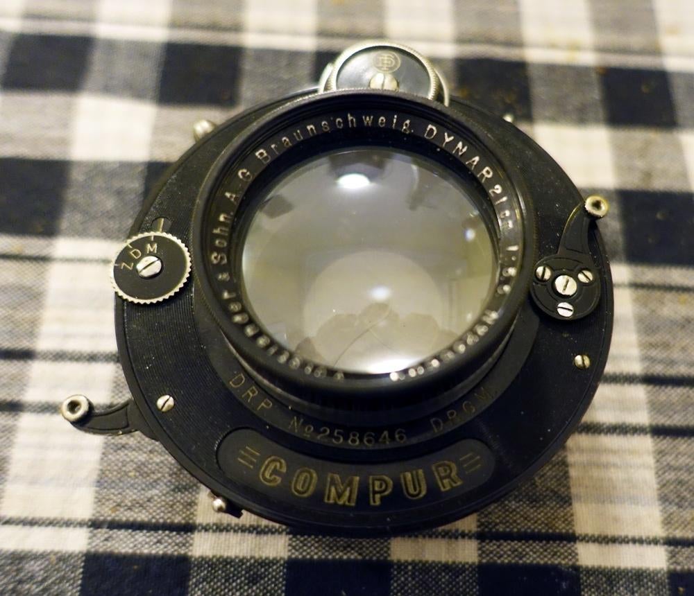 Voigtlander Dynar (Heliar) 21cm f5.5 in Compur Sluiter 1926, Verzamelen, Fotografica en Filmapparatuur, Ophalen, Voor 1940, Fototoestel