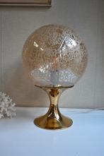 Doria Leuchten tafellamp messing met getextureerd glas, Ophalen, Vintage, Doria leuchten, Doria leuchten