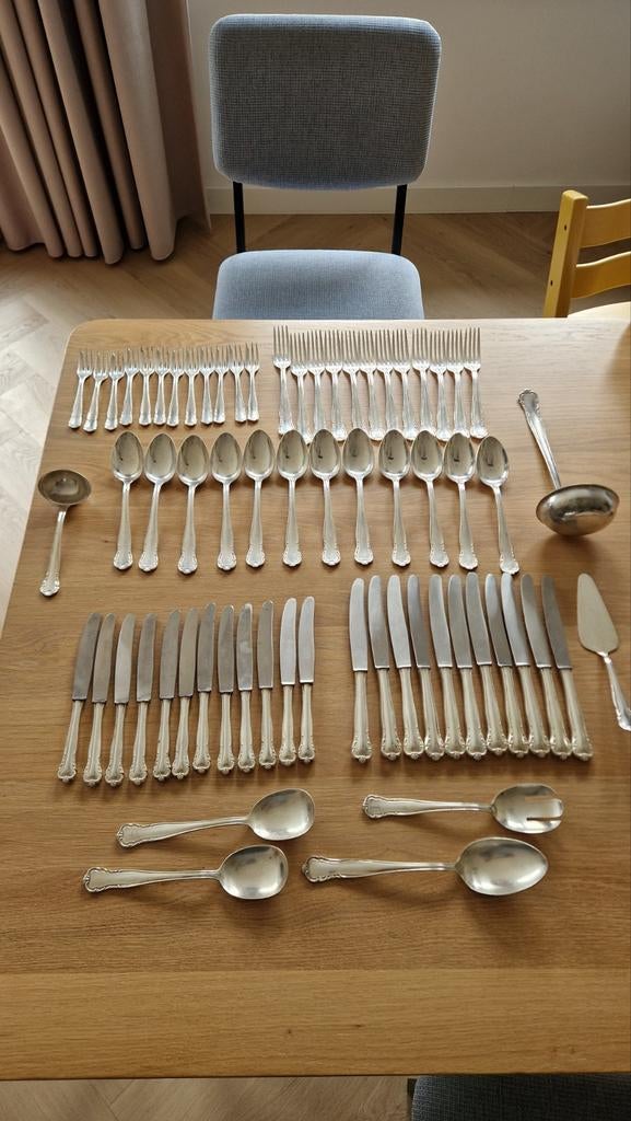 12-delig verzilverd bestekset Solingen, 100-zilver, Antiek en Kunst, Antiek | Bestek, Ophalen of Verzenden