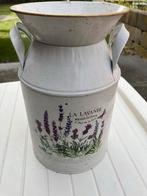 Decoratieve metalen melkbusje met lavendelprint, Overige materialen, Gebruikt, 50 tot 75 cm, Wit