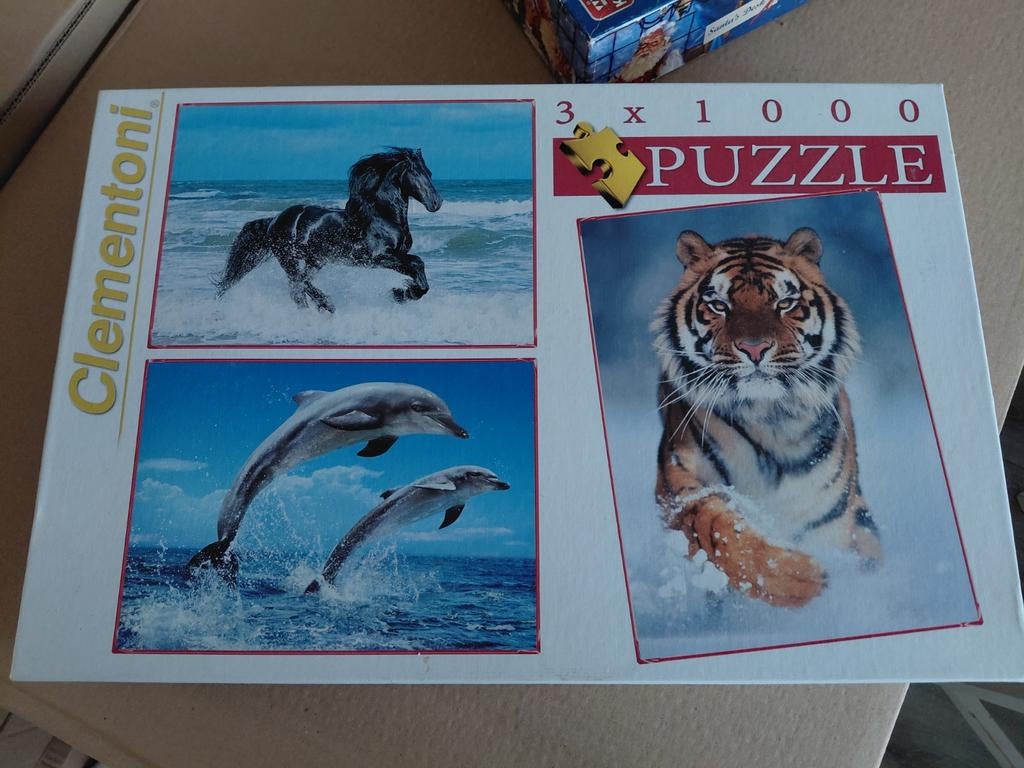 Clementoni dieren puzzels, 3 x 1000 stukjes, Ophalen, 500 t/m 1500 stukjes, Zo goed als nieuw