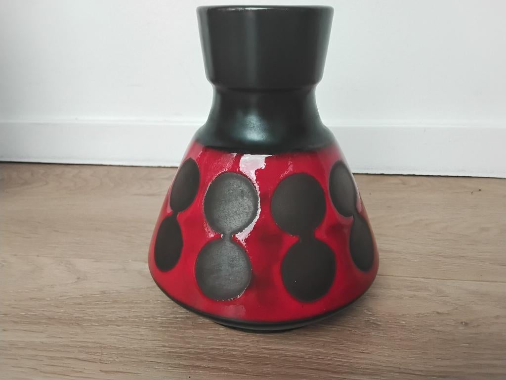 West Germany vaasje, 128-15, donkerbruin rood, Huis en Inrichting, Woonaccessoires | Vazen, Aardewerk of Porselein, Ophalen of Verzenden