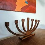 Grote Deense 7 armige Kandelaar in teak - Vintage Retro, Bruin, Ophalen of Verzenden, Zo goed als nieuw, X