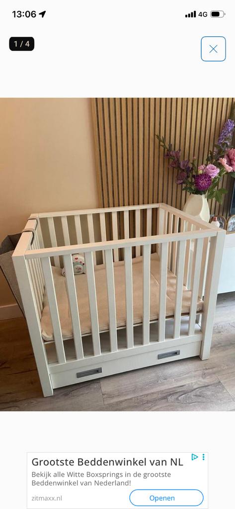 Houten witte baby box met lade, Kinderen en Baby's, Boxen, Ophalen, Zo goed als nieuw, Lade