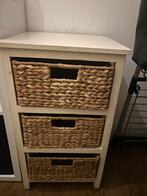 Kastje met 3 rieten manden, Huis en Inrichting, Kasten | Ladekasten, Minder dan 50 cm, Ophalen of Verzenden, Zo goed als nieuw