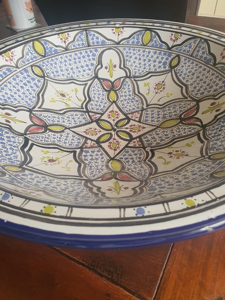 Marokaanse schaal handgemaakt 41,5cm doorsnede, Schaal, Rond, Ophalen of Verzenden, Zo goed als nieuw