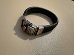 BudhatoBudha - zwart leren armand met zilveren schakel, Sieraden, Tassen en Uiterlijk, Armbanden, Ophalen of Verzenden, Zo goed als nieuw
