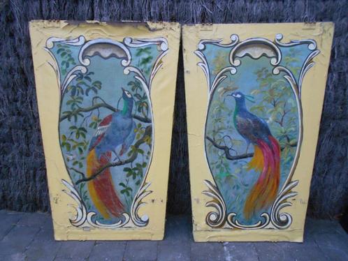 2 x panelen kermisattractie (1910-1930) art deco / nouveau, Antiek en Kunst, Curiosa en Brocante, Verzenden