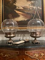 Antieke Verzilverde Windlichten met Glas, Antiek en Kunst, Ophalen