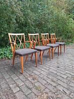 4 Vintage Design Midcentury Patijn Zijlstra Stoelen, Ophalen of Verzenden, Gebruikt, Bruin