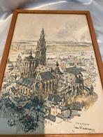 Jan Korthals - Litho Aquarel Antwerpen - Ingelijst, Ophalen of Verzenden