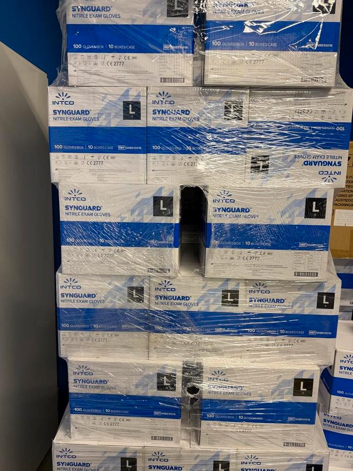 Pallet Intco Nitril Handschoenen Maat L, Diversen, Verpleegmiddelen, Ophalen of Verzenden