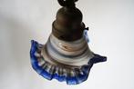 Antiek hanglamp messing vianne france glas ketting lamp rok., Gebruikt, Ophalen of Verzenden, Glas, Vintage antiek