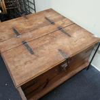 Antieke houten scheepskist met metalen beslag, Ophalen, Gebruikt