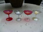 4 + 3 antieke coupes ragfijn  iriserend glas, Ophalen of Verzenden