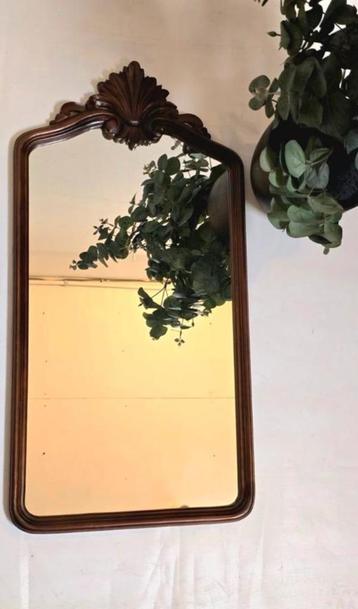 Art deco kuifspiegel oude houten wandspiegel jaren 30'/40' beschikbaar voor biedingen