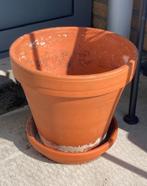 Grote terracotta bloempot + onderschotel, Tuin en Terras, Bloempotten, Ophalen, Rond, Nieuw, Aardewerk