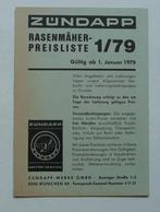 Zündapp Prijslijst (1979) met "Alle Grasmaaier Modellen", Verzenden, Gebruikt