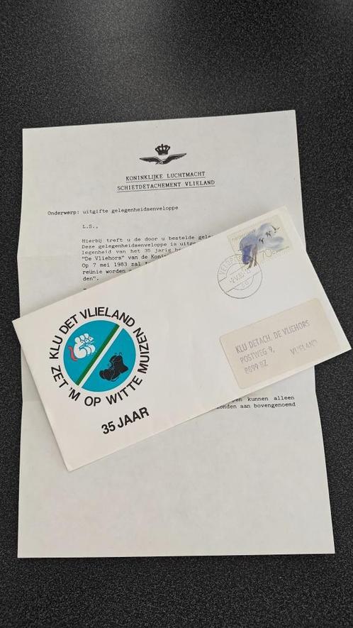 FDC - 35 jaar KLU Detachement Vliehorst Vlieland - Veldpost, Verzamelen, Militaria | Algemeen, Luchtmacht, Overige typen, Nederland