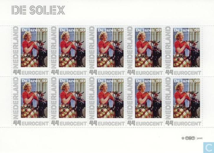 Nostalgie op postzegels Jaren '50: De Solex, Postzegels en Munten, Postzegels | Nederland, Postfris, Na 1940, Ophalen of Verzenden