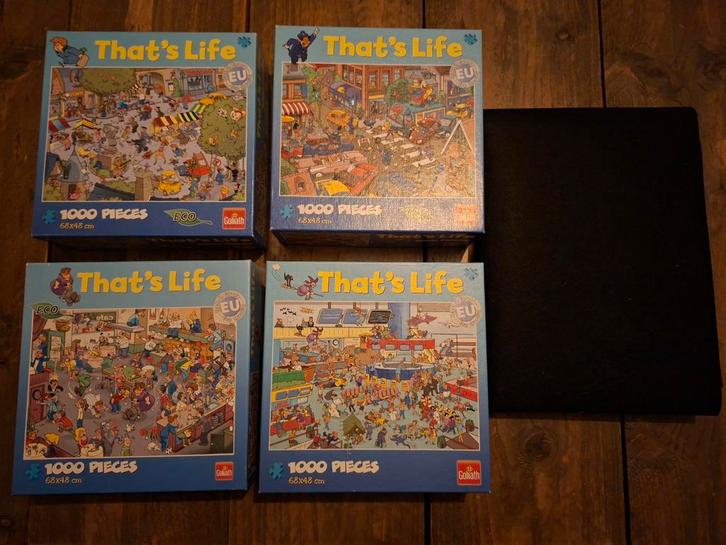 That's Life Puzzels (4x1000) + Puzzelmat, Hobby en Vrije tijd, Denksport en Puzzels, Ophalen of Verzenden
