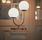 IKEA SIMRISHAMN Tafellamp - 2-armig wit bol RVS, Huis en Inrichting, Lampen | Tafellampen, Ophalen of Verzenden, Zo goed als nieuw