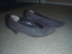 Donker grijze lederen pumps met houten hak maat 37, Pumps, Ophalen of Verzenden, Zo goed als nieuw, Cinderella