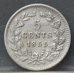 Mooie zilveren stuiver 1855 - 5 cent 1855 - Willem 3, Postzegels en Munten, Munten | Nederland, Zilver, Koning Willem III, Losse munt