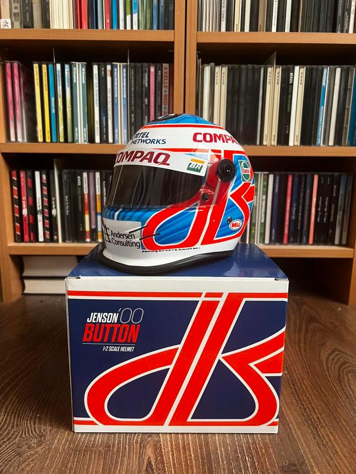 Jenson Button 2000 1/2 helm, Verzamelen, Automerken, Motoren en Formule 1, Zo goed als nieuw, Formule 1, Ophalen of Verzenden